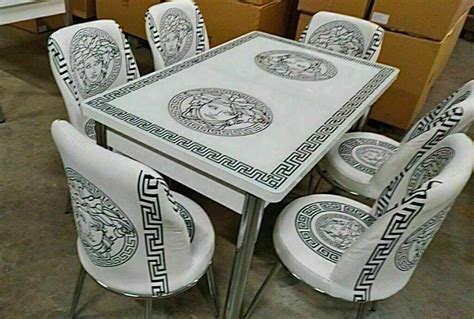 versace dining table and chairs.